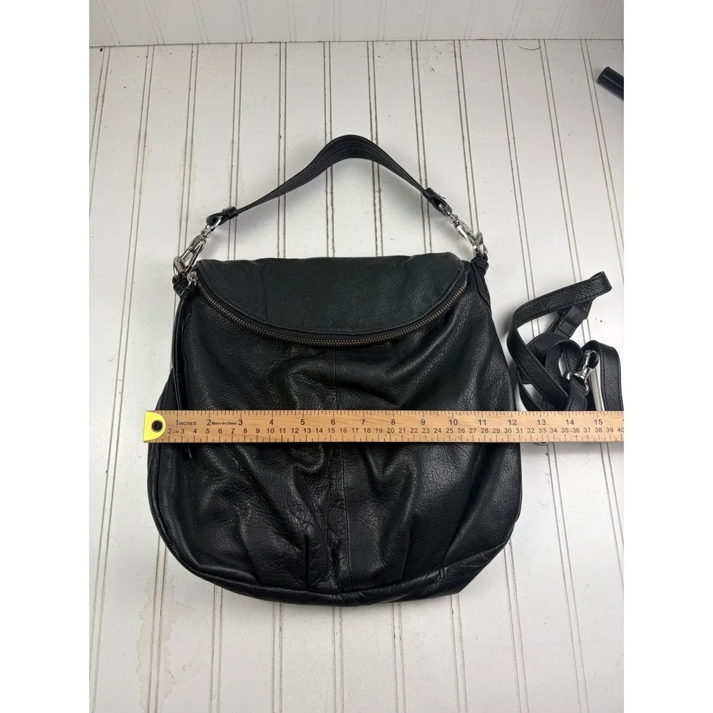 Margot Vintage Y2K Soft Black Leather Shoulder Hobo Boho Fold Over Bag